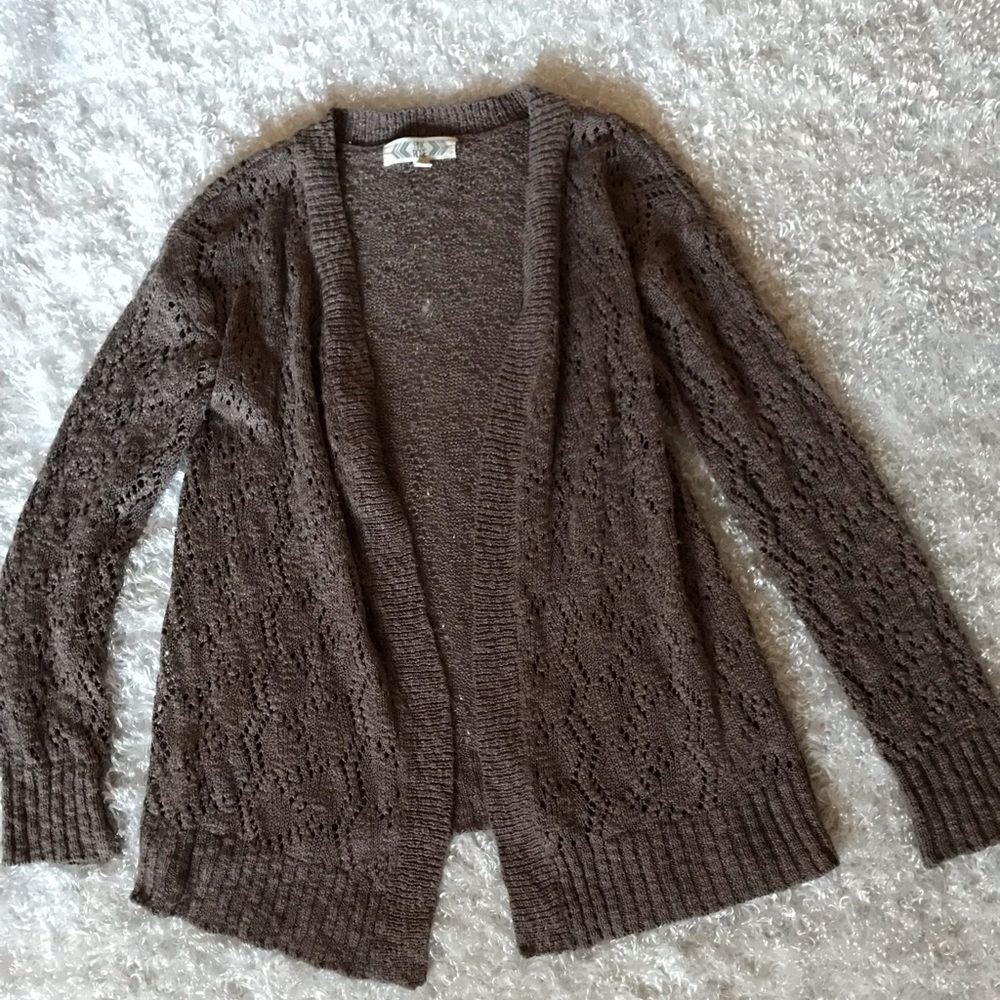 Pink Rose- brown cardigan